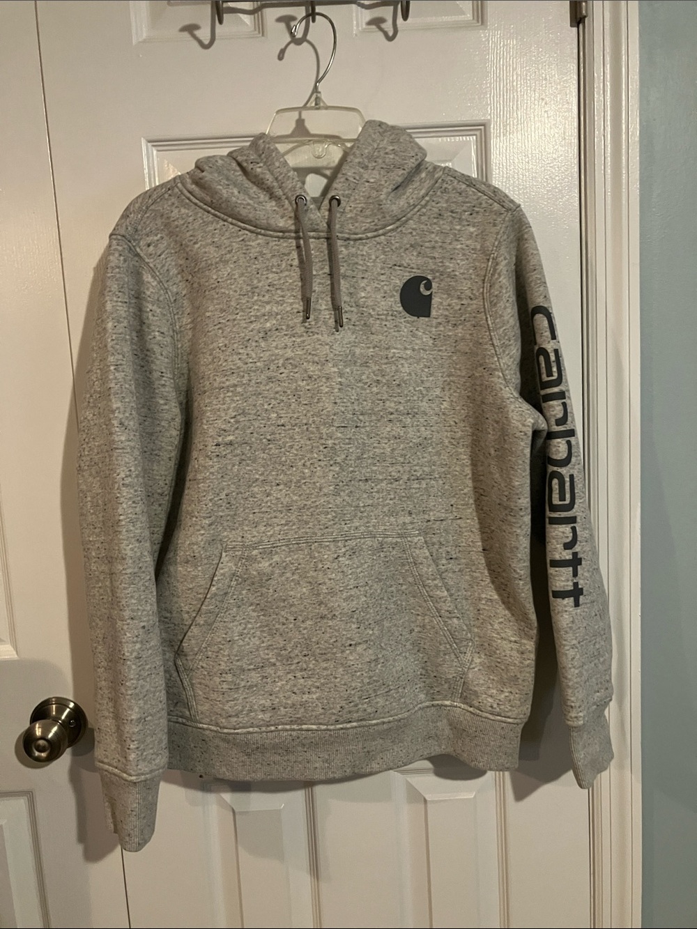 Carhartt Heather Gray Pullover Hooded Sweatshirt with Sleeve Logo